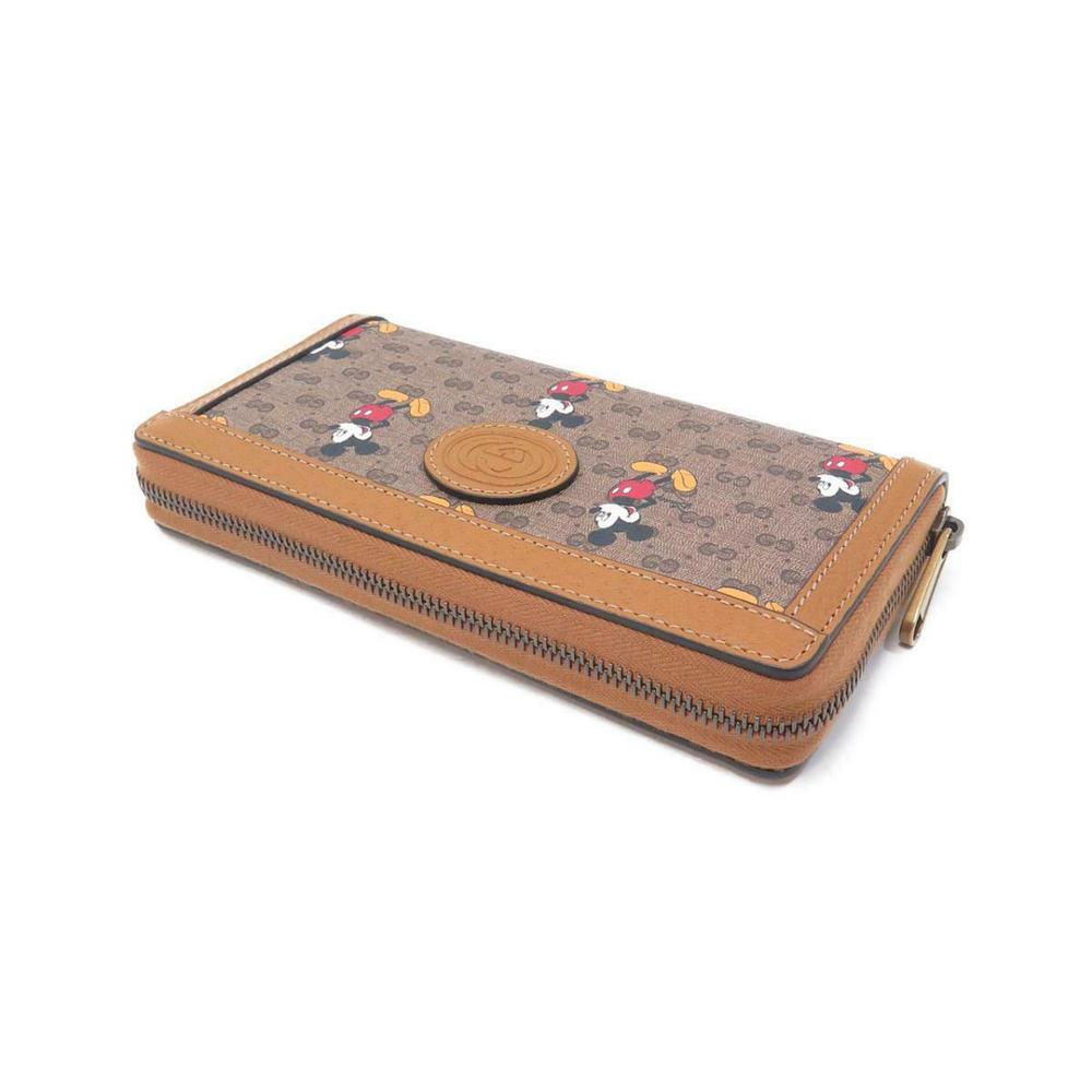 Gucci GG Disney X Mickey Mouse Zip Around Tan Gold Brown Purse Wallet Italy NEW - Picture 13 of 13